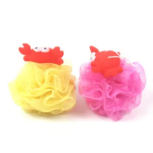 Colorful Rubber Animal Pouf Exfoliating Bath Mesh Shower Sponge produced by PE material and added dyestuff