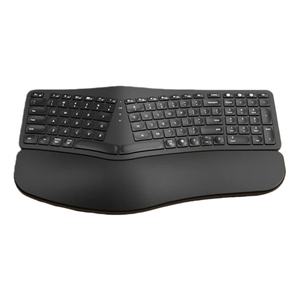 Teclado ergonómico con interruptores de tijera retroiluminados con LED blanco, inalámbrico 2.4G, con reposamuñecas, recargable, Plug and Play para PC/portátil - Product Image 1