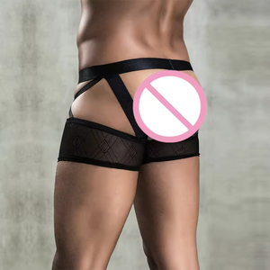 Ropa interior masculina de moda al por mayor: Calzoncillos bóxer de encaje transparentes, calzoncillos de malla, calzoncillos de talle bajo con transparencias y diseño hueco, estilo sexy y atractivo para hombres gay. - Product Image 6