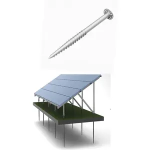 Earth anchor screw pile foundation screw pole with flange for solar panel