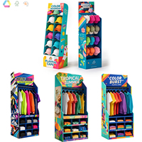 Support d'affichage au sol en carton ondulé personnalisé, présentoir de marchandises pour les chapeaux, les bonnets et les casquettes avec impression couleur intégrale