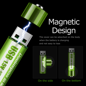 แบตเตอรี่ลิเธียมแบบชาร์จเร็ว 1.2 ชั่วโมง 1.5V ขนาด AA 1800mWh ชาร์จผ่าน USB พร้อมแม่เหล็กสำหรับของเล่น - Product Image 2
