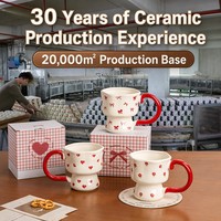 Nouvelles arrivées d'usine : Mignonne tasse en céramique rouge avec nœud, 330 ml, tasse à café en porcelaine, passe au micro-ondes, idéale comme cadeau de mariage