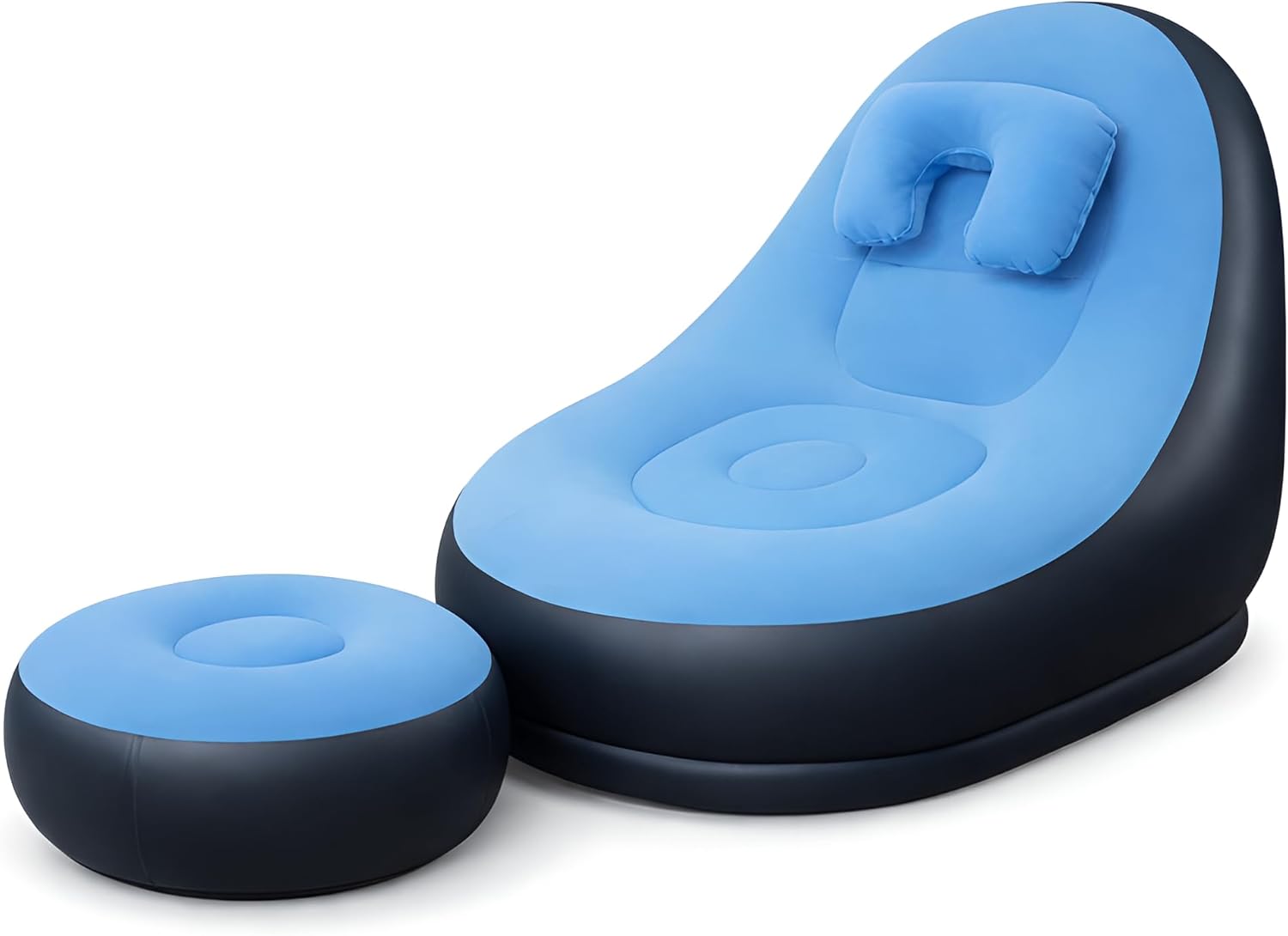 Sofa with stool-sky blue