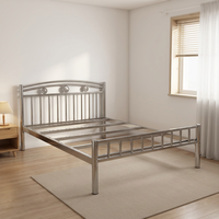 JYLG001 #   Cadre de lit moderne en acier inoxydable avec 11 poutres, hauteur réglable, tête de lit soudée pour hôtels, salons, hôpitaux