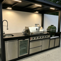 Solution tout-en-un de cuisine extérieure d'usine : configurations de luxe avec réfrigérateur, barbecue à gaz, évier et Kamado