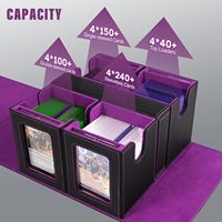 Boîte de rangement pour cartes de jeu de société Commander TCG Magic, en cuir PU moderne, personnalisée en usine, capacité de 400+ cartes à double pochette.