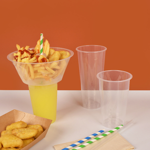 Ly dùng một lần in ấn tùy chỉnh, chất liệu thực phẩm, 2 trong 1, đựng đồ ăn nhẹ và đồ uống, ly PP dùng để ăn và uống - Product Image 3