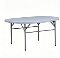 Table ronde pliante d'extérieur en plastique imperméable avec structure en acier robuste de 150 cm pour banquets, mariages, fêtes, jardins, hôtels