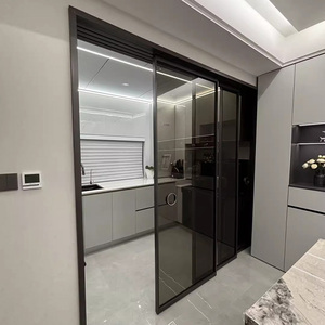 Puerta corredera <span class=keywords><strong>de</strong></span> vidrio templado <span class=keywords><strong>de</strong></span> una sola capa, diseño moderno <span class=keywords><strong>de</strong></span> aleación <span class=keywords><strong>de</strong></span> aluminio para particiones <span class=keywords><strong>de</strong></span> balcón <span class=keywords><strong>de</strong></span> cocina, estructura <span class=keywords><strong>de</strong></span> <span class=keywords><strong>tres</strong></span> paneles para - Product Image 3