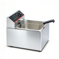 Friteuse électrique professionnelle de comptoir, 1 cuve, 1 panier, 6L, en acier inoxydable, avec contrôle de température, pour restaurant et restauration rapide