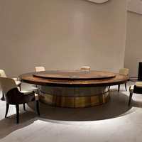 Table à manger moderne en bois massif, peinture noire et blanche, rotative, imperméable et durable, pour maison et villa, assemblage Jiangsu