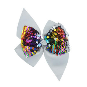 Barrettes à cheveux alligator scintillantes à paillettes et nœuds pour bébés filles, en tissu uni multicolore, pour fêtes - Product Image 6