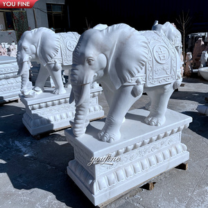 Escultura de Estatua de Elefante de Mármol Blanco Grande para Jardín Exterior - Product Image 5