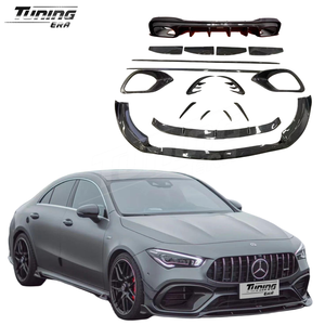 Kit di conversione in fibra di carbonio a secco per <span class=keywords><strong>Mercedes</strong></span> W118 <span class=keywords><strong>C118</strong></span> CLA45 2019 + aggiornamento del diffusore anteriore del labbro posteriore gonna laterale canard - Product Image 1