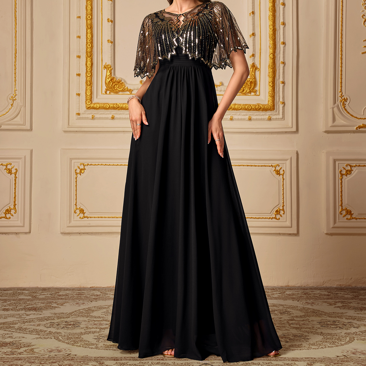 green emerald velvet dress Melrose Satin Chiffon Maxi Dress