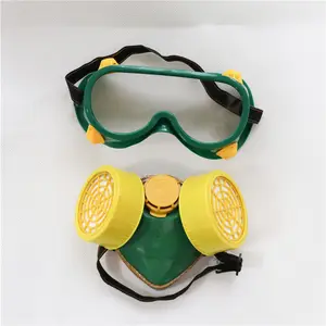 Industrial Chemical Gas Anti-Dust Spray Dual Cartridge Respirator Paint Filter Mask Goggles Set
