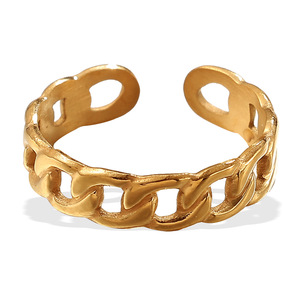 Fashionable Stainless Steel <b>Ring</b> For Women 18K Gold Color Adjustable Opening Geometric Shape Jewelry Gift - Product Image 5