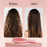 Brosse démêlante de qualité salon avec logo personnalisé, poils souples et doux, fonction coussin pour cheveux bouclés et tous types de cheveux