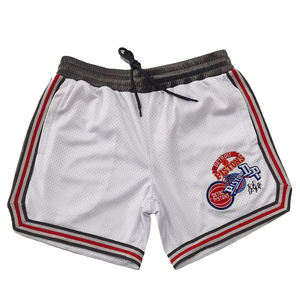 Polyester-Spandex Vintage Basketball-Spielshorts Lange Streetwear-Shorts für Herren mit Mesh und Tackle-Twill-Stickerei - Product Image 2