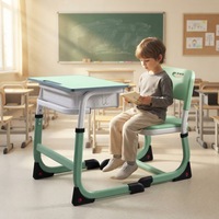 Mobilier scolaire en métal pour un seul étudiant Bureau et chaise avec hauteur réglable Design moderne pour une utilisation