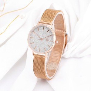 Minimalist Luxury Women’s Wristwatch, Elegant Pink-Silver Ombre Dial and Mesh Band - Product Image 5