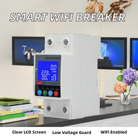 Interruptor de circuito inteligente WiFi de doble corte, monofásico, 2kVA 63A 220V, con protector de voltaje ajustable y protección contra fugas a tierra