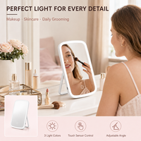 OEM Benutzerdefiniertes Logo Rechteckiger LED-Schminkspiegel mit Verstellbarem Winkel Tisch-Kosmetikspiegel für Beauty-Einzelhandel