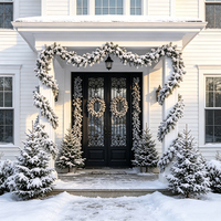 Guirlande de Noël floquée en plastique - Décoration végétale suspendue durable et écologique pour usage intérieur/extérieur, personnalisable