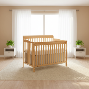 Culla Convertibile in Legno Massello 4-in-1 con Sponda di Sicurezza per Bambini, Stabilizzatore Multifunzionale, Design Moderno per Camera da Letto - Product Image 4