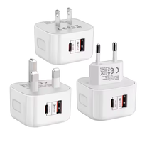 Cargador Rápido PD A+C de 20W para Teléfono Móvil, Adaptador de Corriente con Empaque Minorista para Enchufes de Reino Unido, UE y EE. UU.