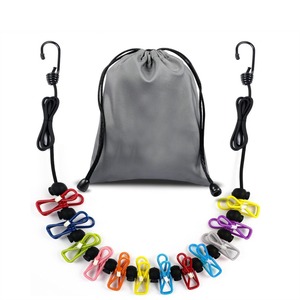 Corde à linge populaire pour l'extérieur, corde à linge de camping coupe-vent avec 12 pinces élastiques, en plastique pour l'extérieur avec boucle de positionnement - Product Image 1
