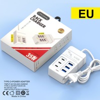 Multiprise 3 ports USB-A 3 ports USB-C, station de charge rapide 3A PD, sortie 35W, chargeur de téléphone portable pour appareil photo, tête de charge multi-ports 35W