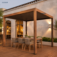 Pergola en aluminium à effet bois, gazebo d'extérieur avec pergola électrique en aluminium imperméable, toit à lamelles réglables et pare-soleil