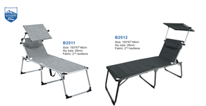 5 vị trí điều chỉnh chiều cao XXL Đệm gấp nhôm Sun Lounger với phần còn lại đầu và mái nhà mặt trời - Product Image 2