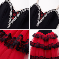 Ballet professionnel romantique Tutu jupe longue noir rouge espagne robe adulte enfants Ballet Performance robe