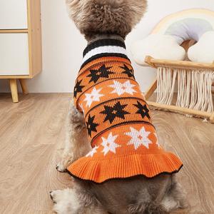 בגדי כלבלב קטנים שרינה Teddy פודל צ 'יוואווה חתול חורף חום פולקה נקודה סרוג נסיכה - Product Image 2