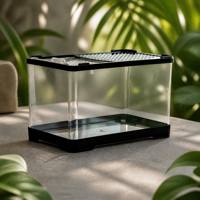 Aquarium de bureau transparent en plastique pour tortues, plateforme de basking, terrarium pour reptiles, aquarium écologique, boîte d'élevage pour animaux vivants