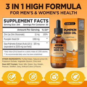 Органические капли для роста волос и здоровья простаты с экстрактом тыквенных семечек и пальмой сереноа (OEM) - Product Image 2