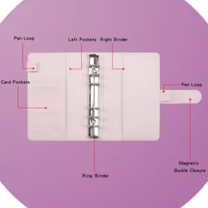 Casing PU A6 lembut terlaris sampul laptop PVC lembut daun longgar warna gradien buku jilid anggaran