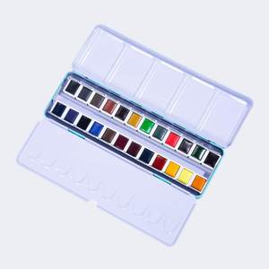 Ensemble de peinture à l'aquarelle solide professionnelle de 48 couleurs avec stylo pinceau dans une boîte en métal portable pour artiste - Product Image 2
