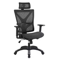 Chaise de bureau ergonomique à dossier haut avec revêtement en tissu et en maille, soutien lombaire, fonction pivotante et base à cinq branches