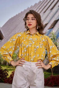 Hauts à manches ballon en tissu de coton imprimé sur toute la surface, vente en gros - Product Image 2