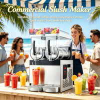 Station de boissons d'été, machine à slush électrique portable commerciale avec fonction de mélange pour bar à cocktails, kiosque mobile
