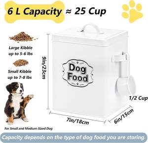 Durável Metal Dog e Cat Food Storage Container Farmhouse Pet Food Storage Can com tampa e colher de alimentos secos - Product Image 2