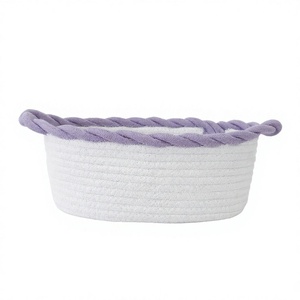 Cotton <b>Rope</b> Woven <b>Storage</b> <b>Basket</b> Oval Desk Organizer for Cosmetics Sundries Bathroom Home - Product Image 4