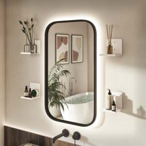 Étagère murale en métal Runa, noir mat, acier thermolaqué, style industriel moderne, étagères murales pour le salon, la chambre à coucher, rangements - Product Image 4