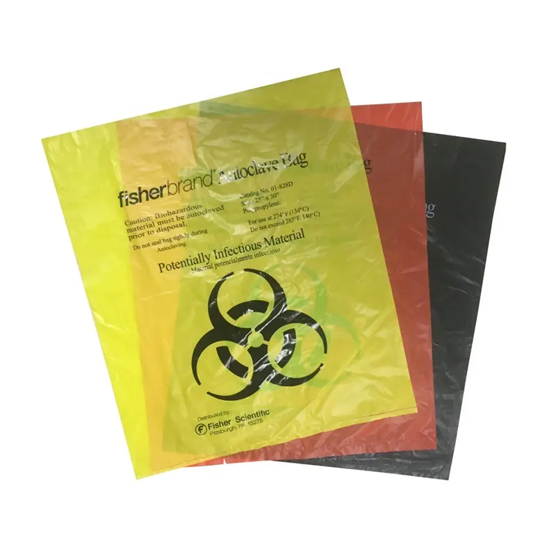 Eco Friendly Wholesale High Quality Big Yellow Hazardous Plastic Waste Bags Printed Asbestos Garbage Pack Bag For Dustbin