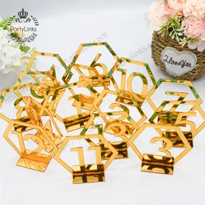 Table Number Signs for Wedding Party Decor silver or Gold Acrylic Number Roman Numerals Geometric Centerpiece Decoration