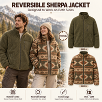 Veste polaire vintage pour homme, style sud-ouest, réversible, en sherpa, manteau d'hiver, fermeture éclair intégrale, décontracté, pour l'extérieur, vente en gros, OEM, ODM